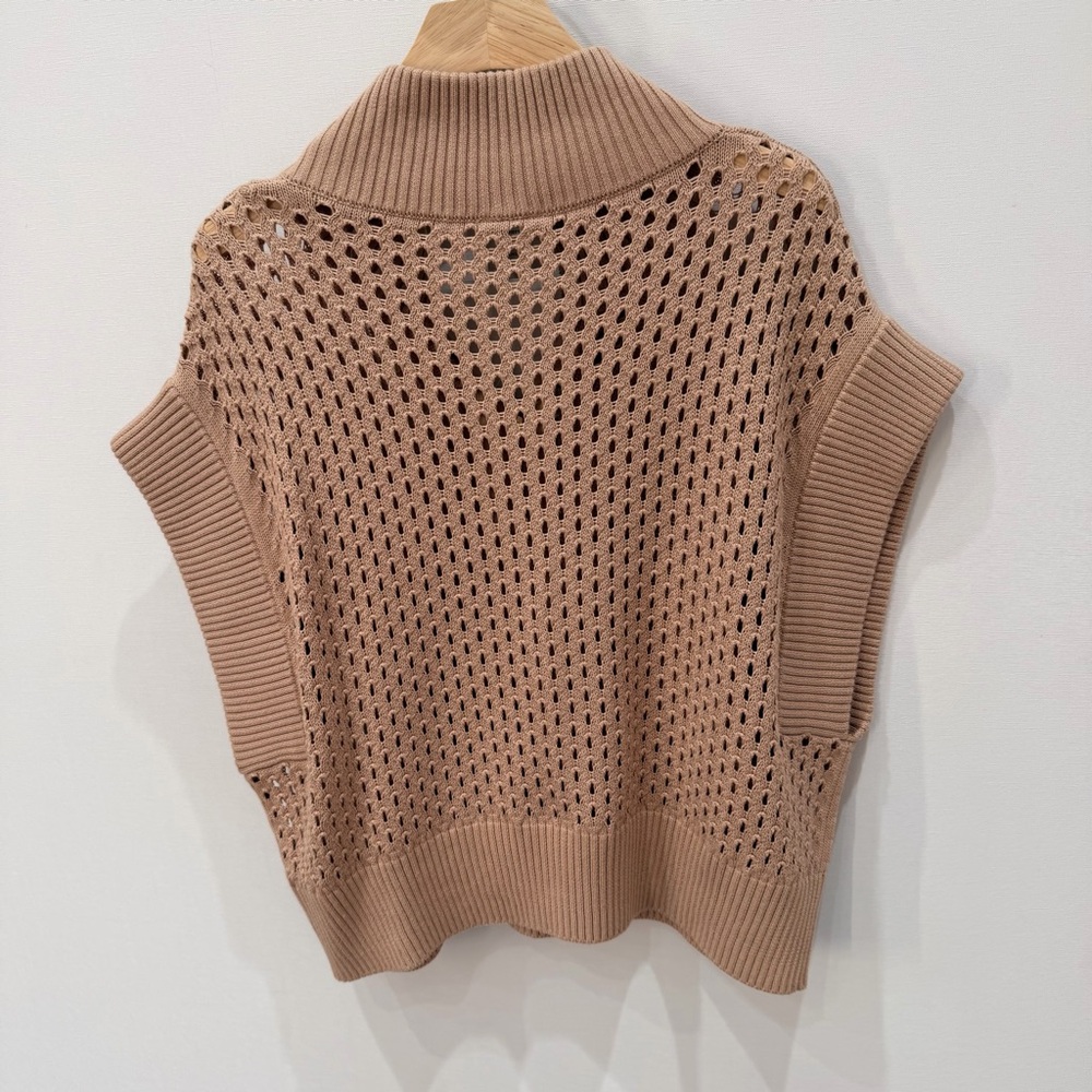 Varley Gaines Cowl Neck Sweater in Tan with Zipper - Picture 4 of 4